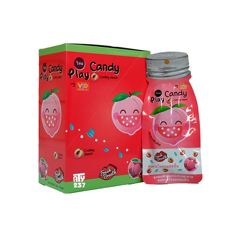 [HCM]Hộp 12 gói Kẹo Thơm Miệng PLAY CANDY Vị Đào