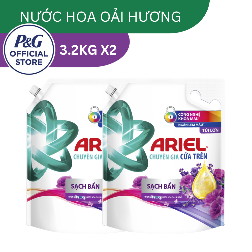 Combo 2 Nước Giặt ARIEL Matic Hương Thơm Đam Mê/Downy Nắng Sớm/Oải Hương Chuyên Gia Cửa Trên Túi 3.2KG/3.5KG