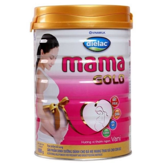 Sữa Bà Bầu Dielac Mama Gold Hương Vani Hộp 900g (Bà mẹ mang thai và cho con bú)