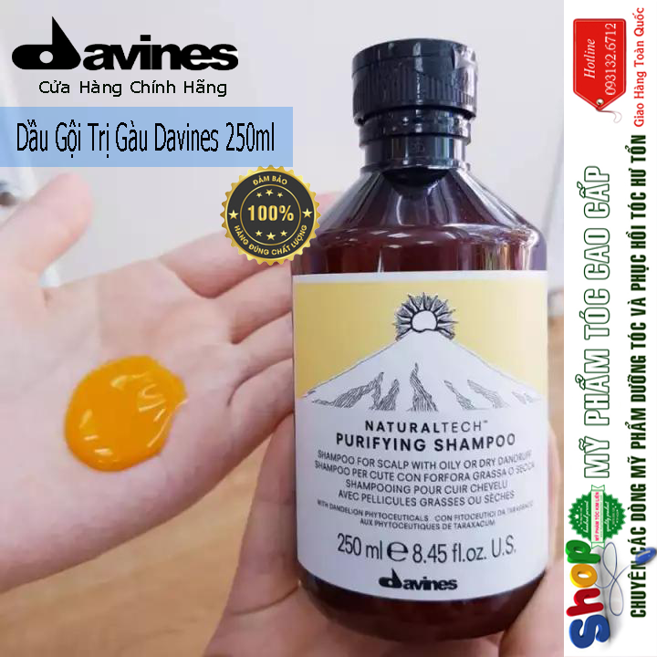 ✅[CHÍNH HÃNG-GIÁ SỈ] Dầu gội cho da đầu bị gàu DAVINES PURIFYING Shampoo (250ml)
