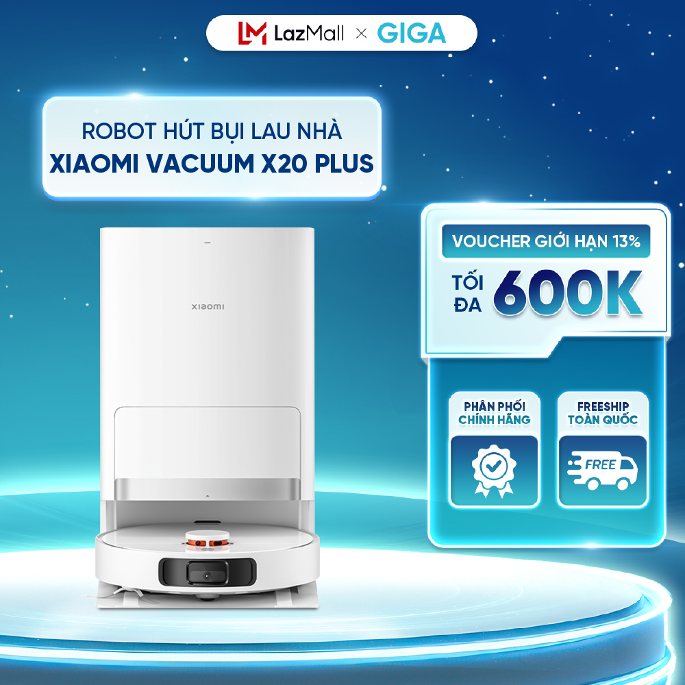 Robot hút bụi lau nhà Xiaomi Vacuum X20 Plus - Lực hút 6000Pa - Trạm sạc đa năng hiện đại - Tránh vật cản thông minh