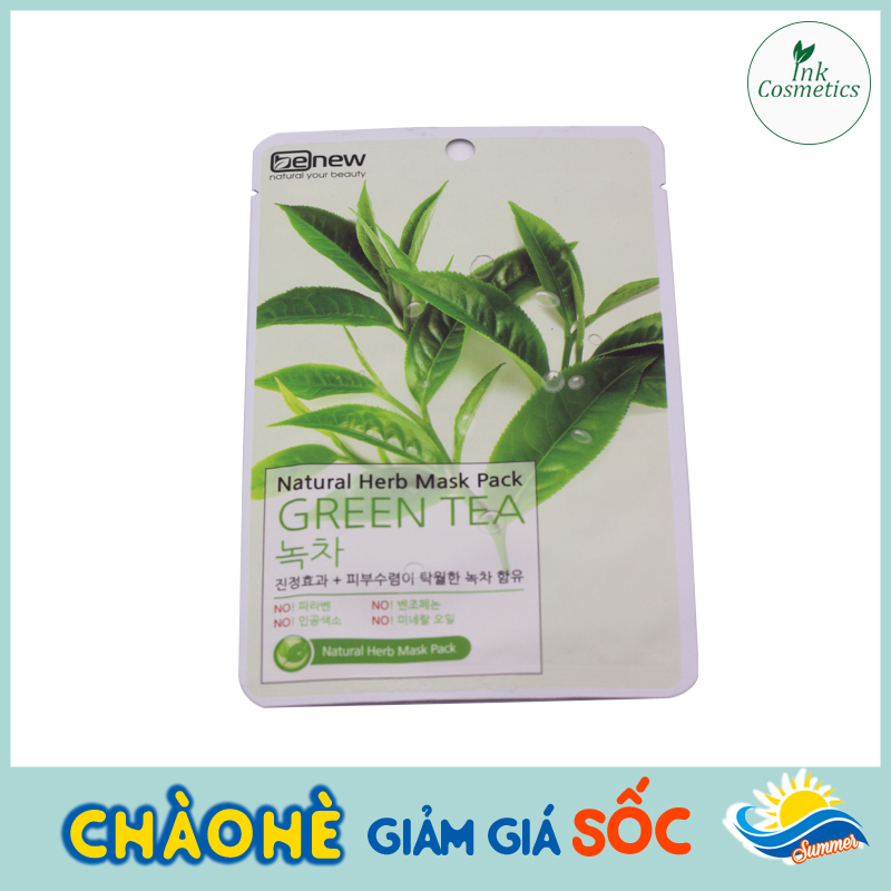 Đắp Mặt Nạ, Mặt Nạ Giấy Trắng Da Benew Trà Xanh Dưỡng Ẩm, Hết Mụn Cao Cấp Hàn Quốc- hàng chính hãng