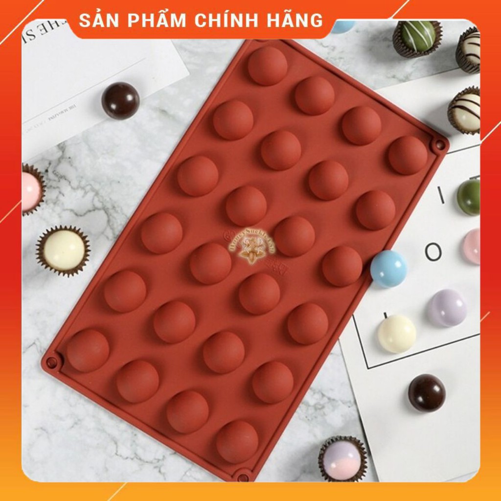 Khuôn Silicon Đổ Socola/Thạch/Đá/Kẹochipchip/Pudding Hình Tròn 24 Bán Cầu Nhỏ