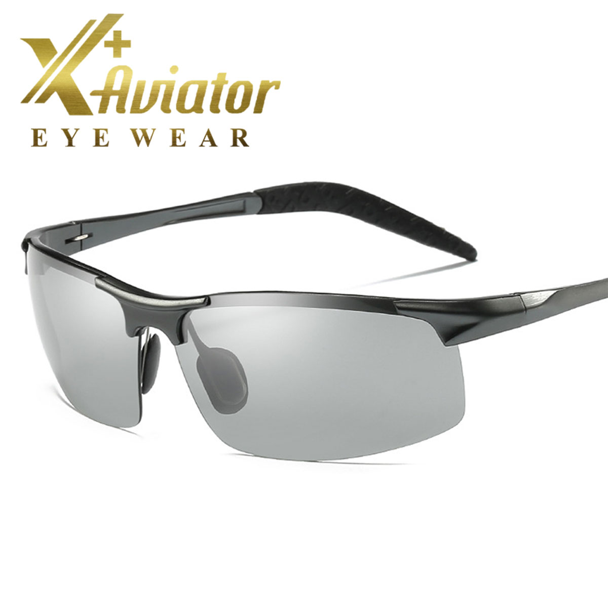 Kính đổi màu đi ngày và đêm gọng Nhôm Magiê nhẹ, mắt kính polarized phân cực, chống UV chuẩn 400, kính đi ngày và đêm nam nữ, kính mắt nam