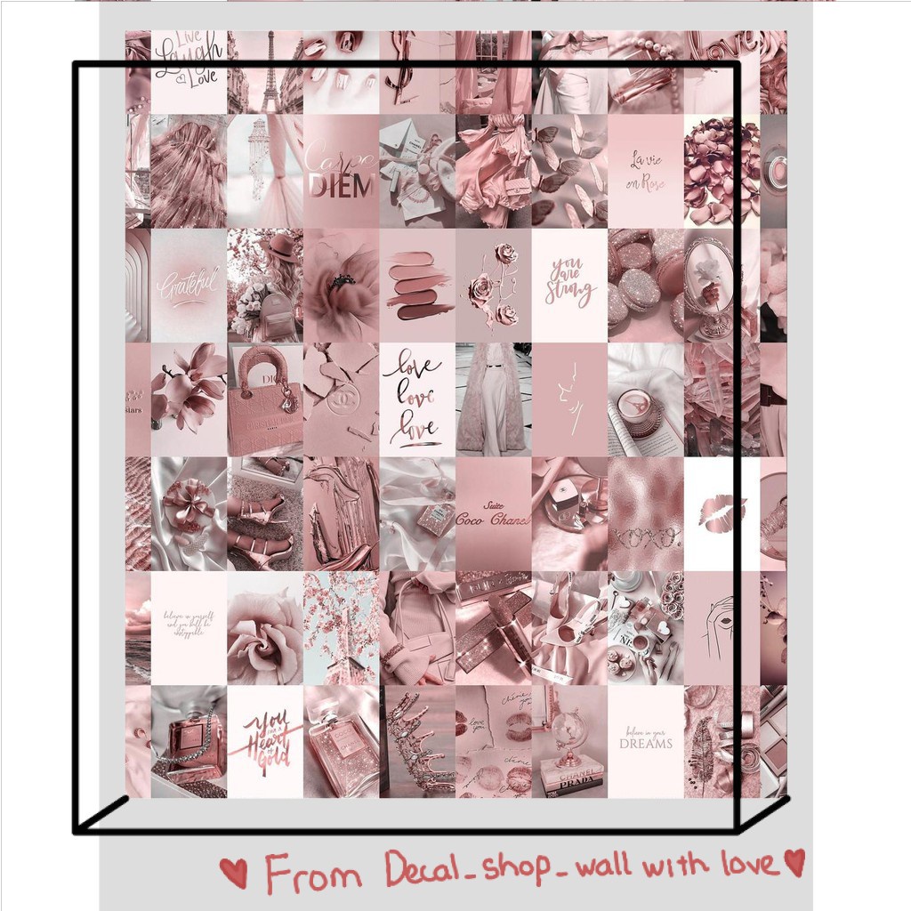 Wall Collage dán tường trang trí decor phòng ngủ - theme Rose Gold