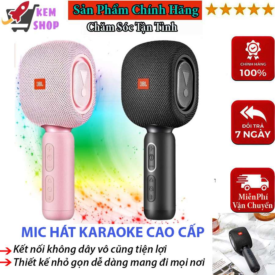 Mic hát karaoke bluetooth jbl kmc-500 chính hãng, mic hát không dây lọc ồn chống hú pin 4h liên tục, mic karaoke đa năng công nghệ mới âm vang - ấm cực hay, nâng giọng cực chất loa bluetooth karaoke mini gia đình.