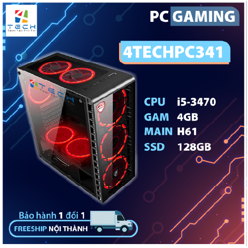 [Trả góp 0%]Case máy tính để bàn giá rẻ cấu hình cao không bị đơ cây máy tính văn phòng 4TechVP PC341 kết nối được wifi vào mạng nhanh âm thanh hay ổ cứng ssd tốc độ cao không bị chậm chơi Game tốt có thể chạy 24/24h không tự tắt ko sập nguồn.