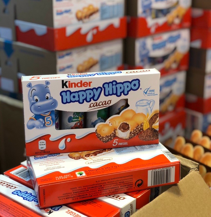 [Hộp 5] Bánh kem sữa cacao Hà Mã Happy Hippo - Kinder Đức - Date T5/2023