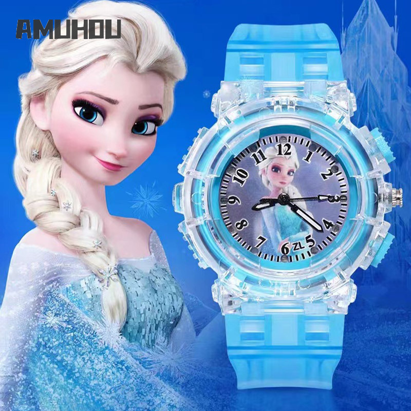 Đồng hồ công chúa băng giá AMUHOU Đồng hồ trẻ em Đồng hồ phát sáng trong