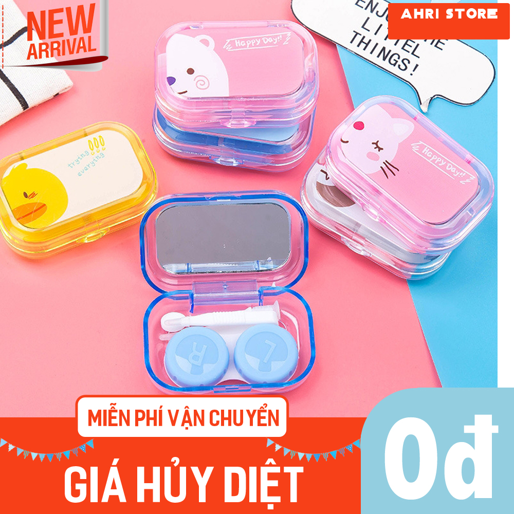 Hộp đựng lens mắt, kính áp tròng, có kèm đồ gắp và gương mini, chất liệu an toàn, nhiều màu sắc lựa chọn, icon hoạt hình ngộ nghĩnh dễ thương 28.HDL