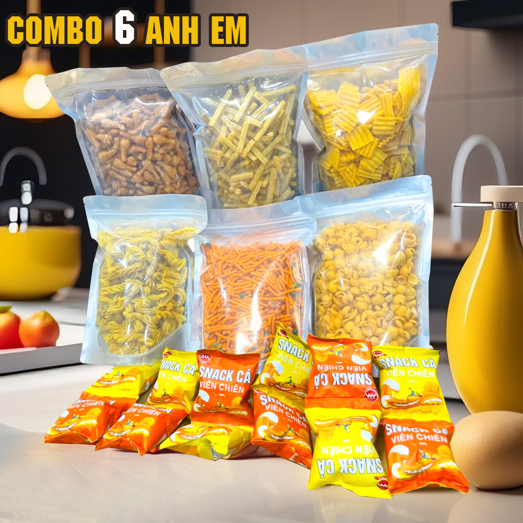 COMBO 6 Anh EM - 6 Món Đồ Ăn Vặt Tặng 10 Gói Snack Cá Viên Chiên - COMBO Ăn Vặt