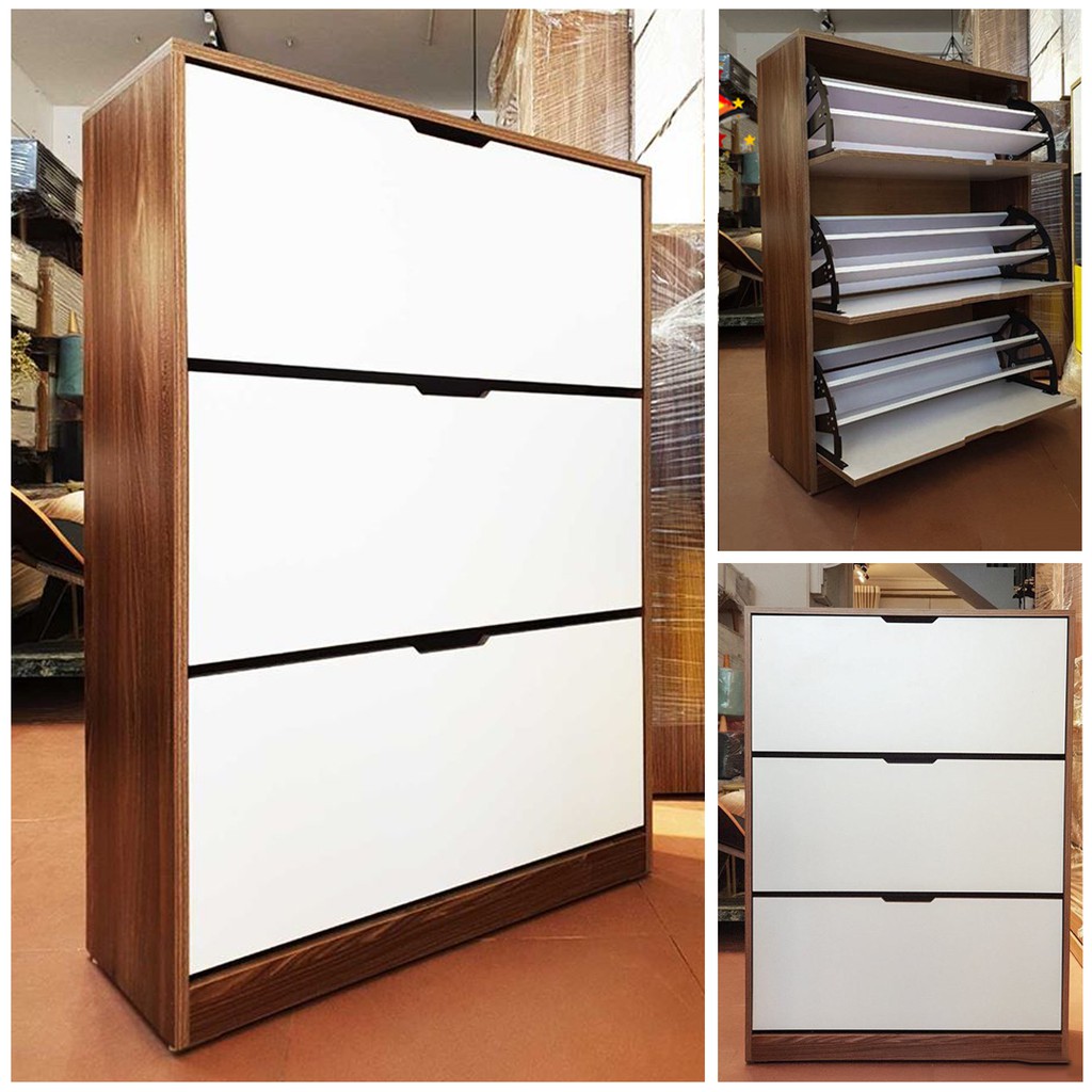 Tủ giày đựng giày dép 3 tầng thông minh chất liệu bằng gỗ MDF phủ melamine cao cấp - A04