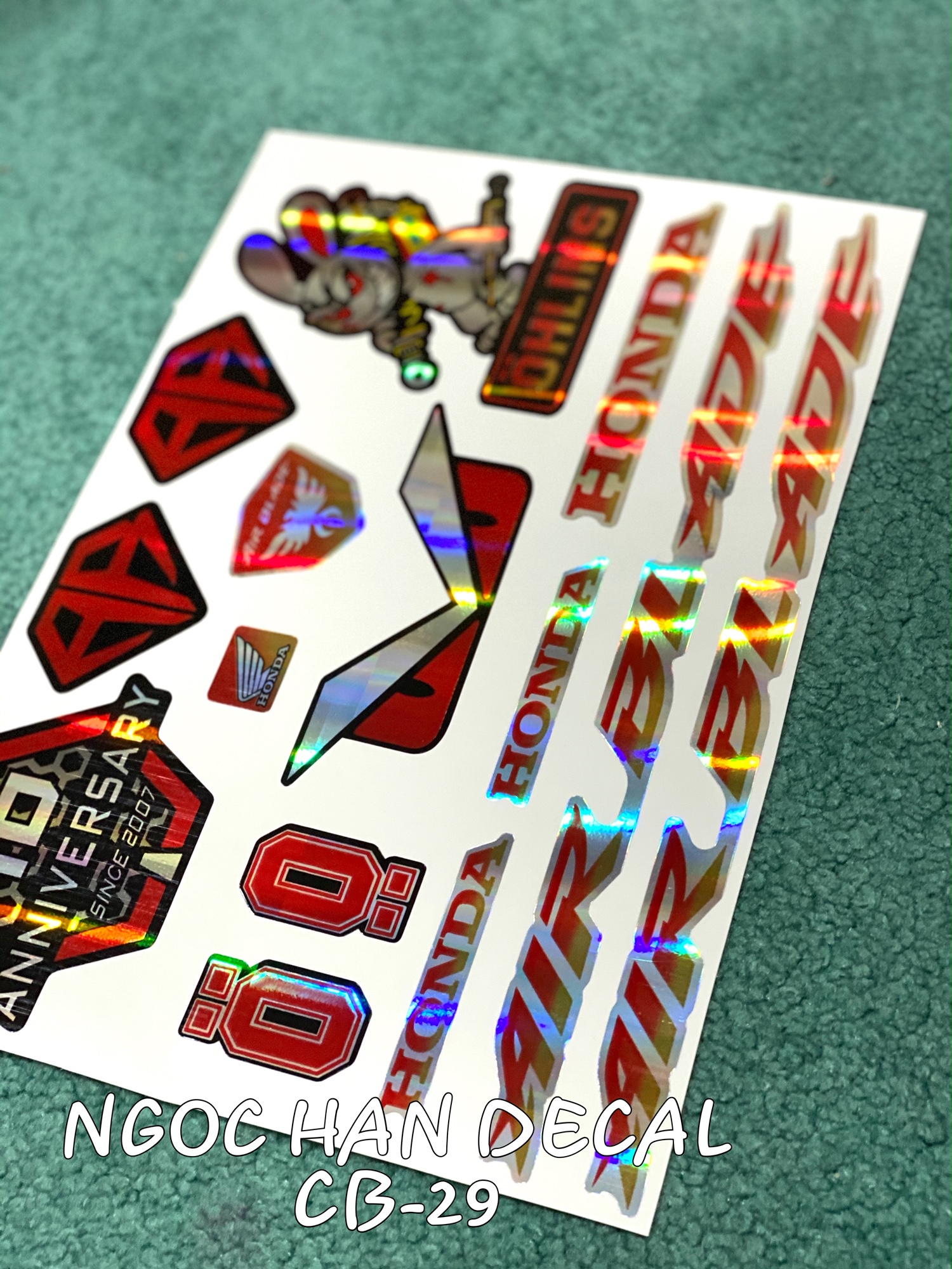 [HCM]Nguyên bộ tem crom logo Air Blade kỉ niệm 10 năm màu đỏ -- Ngọc Hân Decal