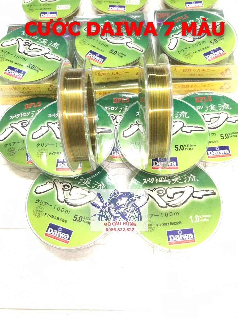 Cước daiwa 7 màu. cước câu cá daiwa 7 màu. cước câu cá tàng hình. đồ câu hùng. cước câu rẻ
