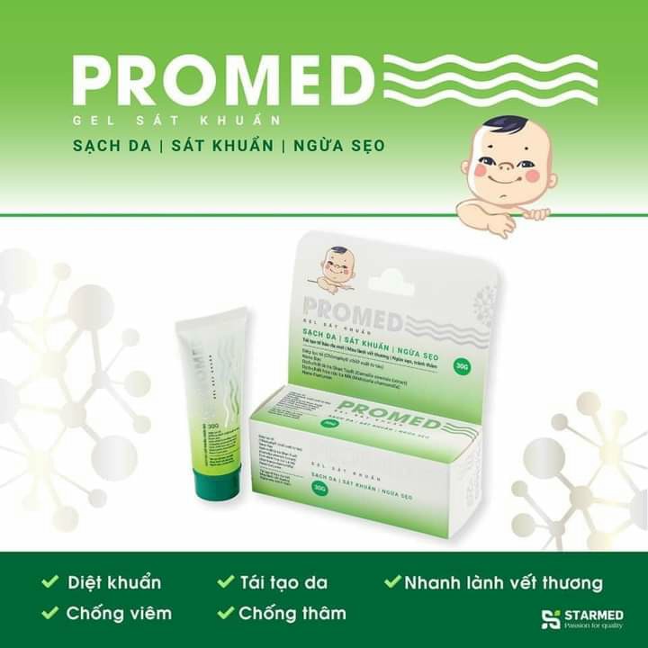 Gel Promed Thảo Dược Kháng Khuẩn Sạch Da Ngừa Sẹo Chống Sưng Vết Con Trùng Tip 30g Cho Bé