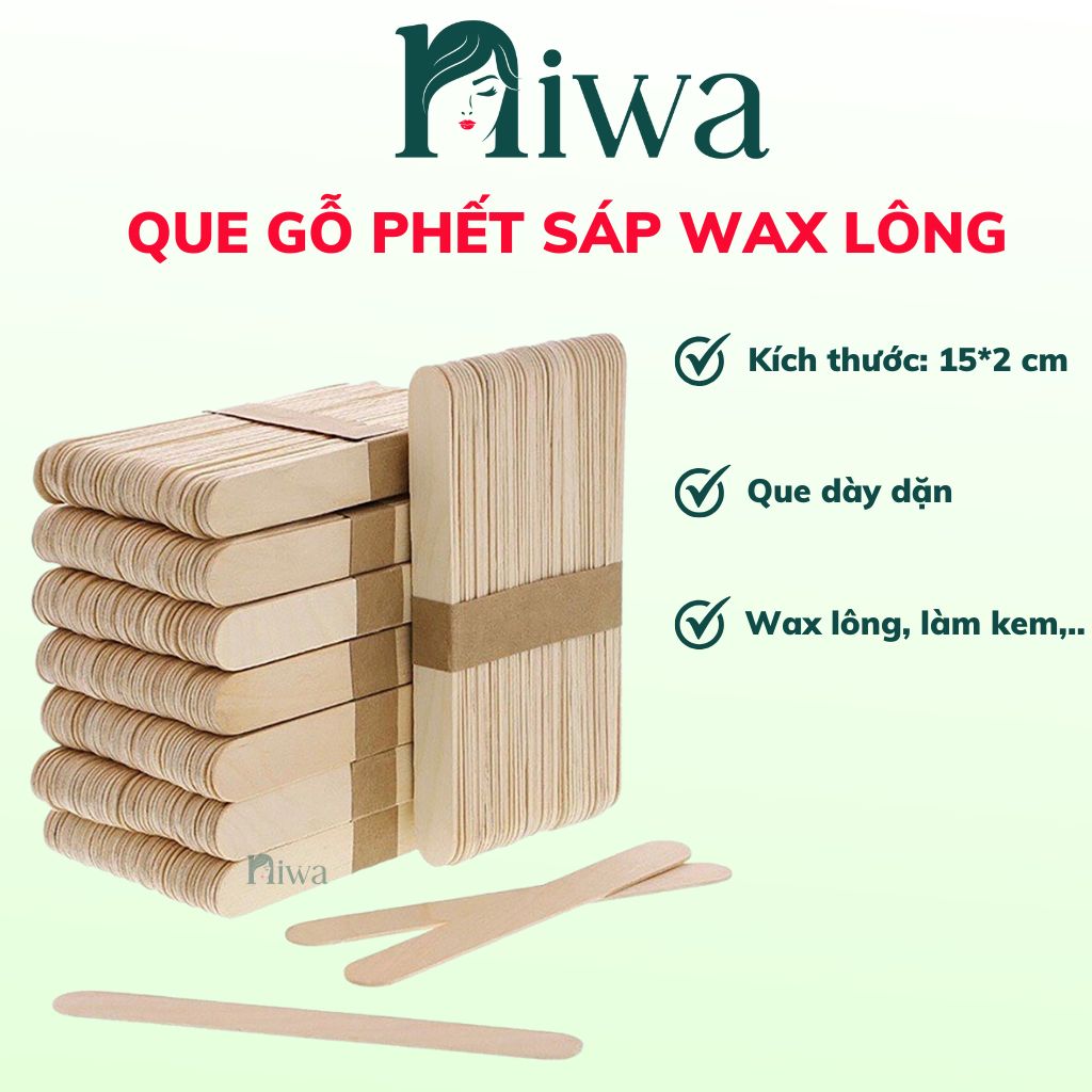Que gỗ phết sáp wax lông nóng, wax gel lạnh, que đè lưỡi, làm que kem bản to