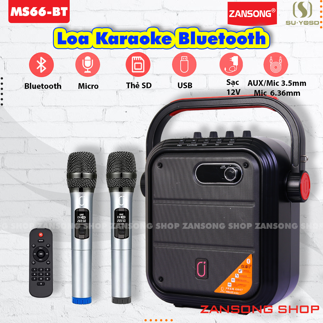 Loa Karaoke Bluetooth JYX - MS66 BT loa kéo di động, loa trợ giảng, hát karaoke kèm 2 Micro cực hay