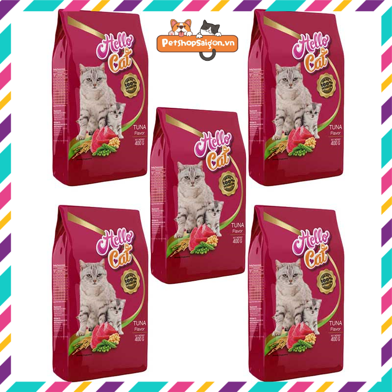 HCMC cheap combo 5 packs of Hello cat food 400g-all ages-tuna