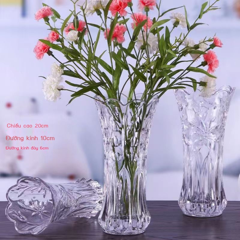 Bình bông lọ hoa thủy tinh cao 20cm Giao họa tiết ngẫu nhiên