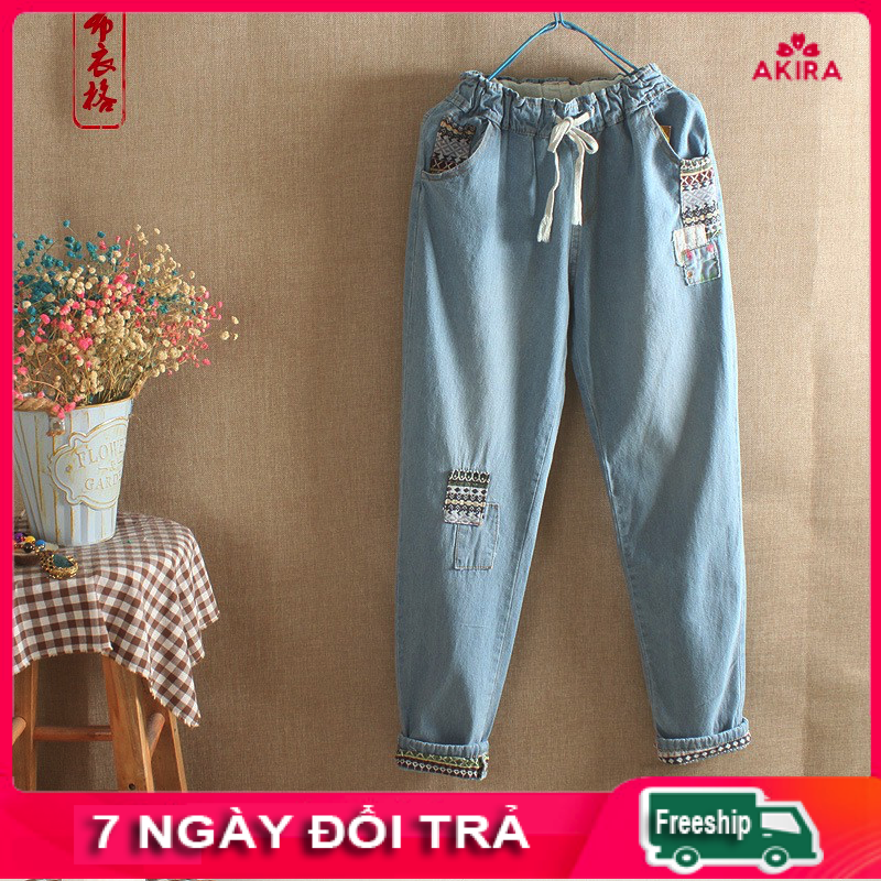 Quần jean baggy nữ, Quần baggy jean nữ đẹp Phong cách Nhật 2019