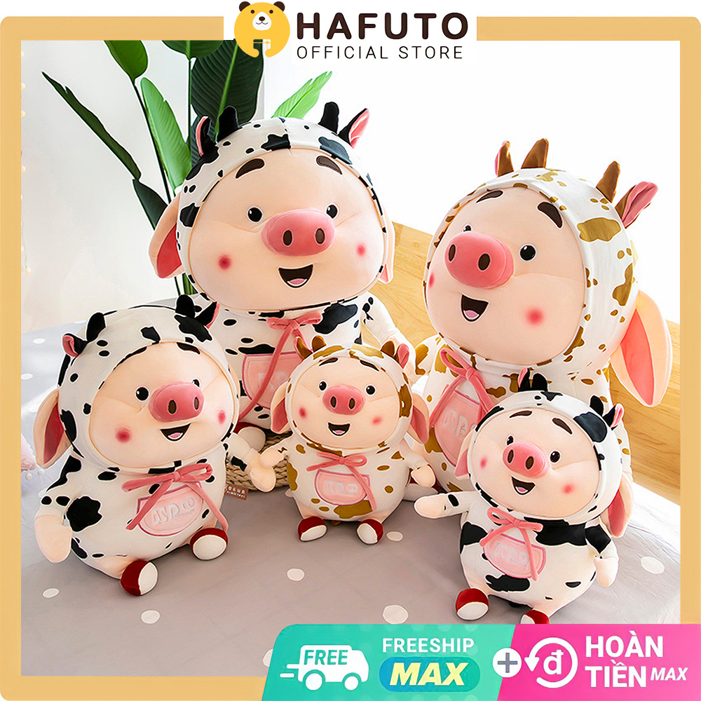 Gấu bông heo tiktok bò sữa hafuto, heo tik tok mặc áo bò sữa cute khổng lồ