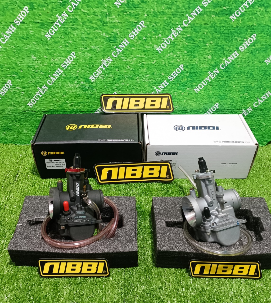 Bình xăng con ga dẹp nibbi họng 24-26-28-30mm có trắng và đen
