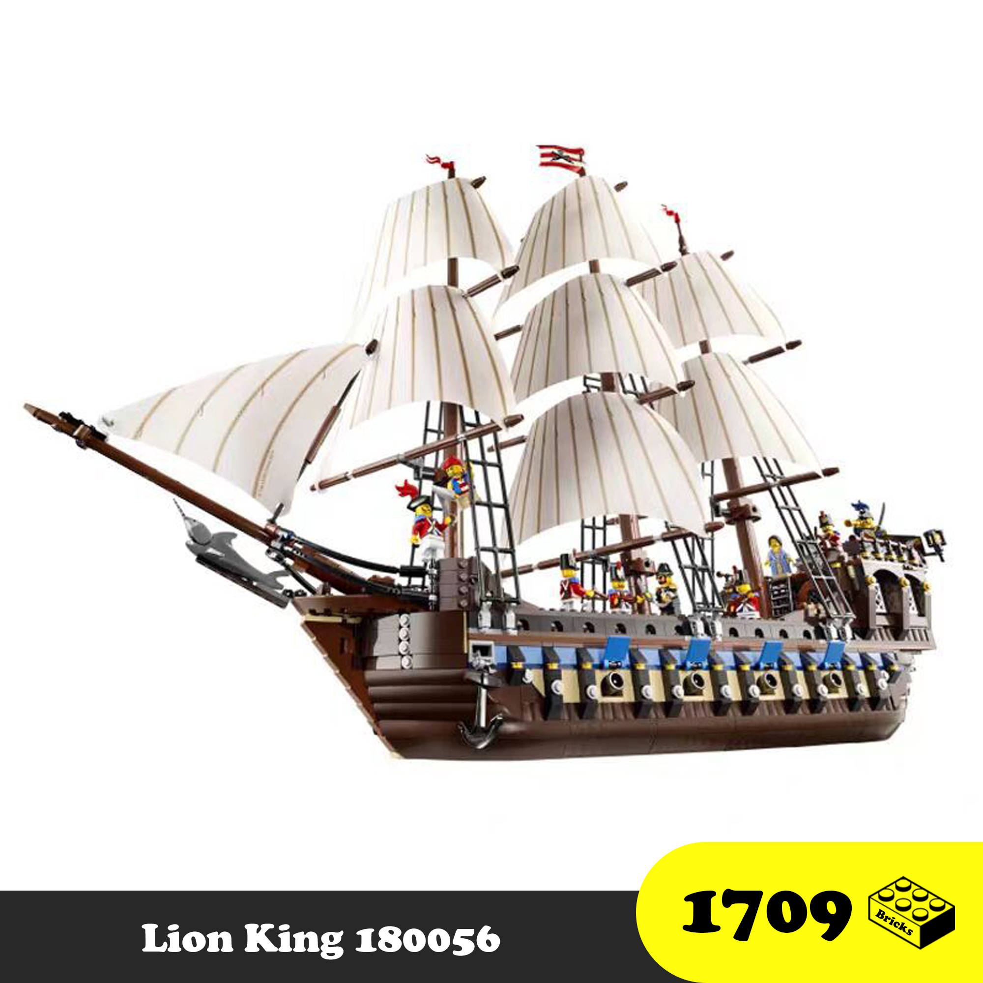 Đồ chơi lego lắp ráp thuyền hải quân trung cổ anh 22001 - mould king 18056 empire battleship - 1709 mảnh ghép