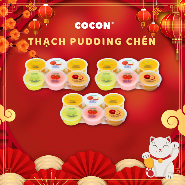 Combo 3 lốc thạch 6 chén trái cây cocon