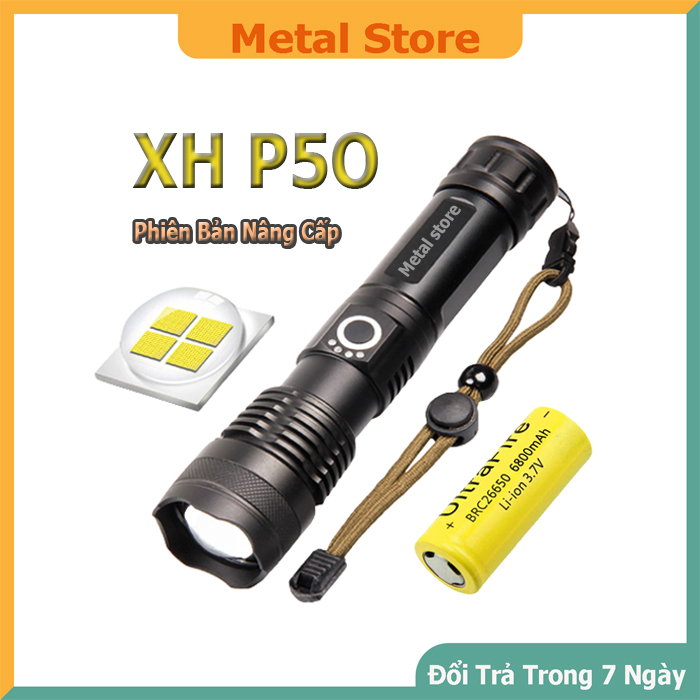 Đèn pin siêu sáng xhp50 metal store đèn pin cầm tay