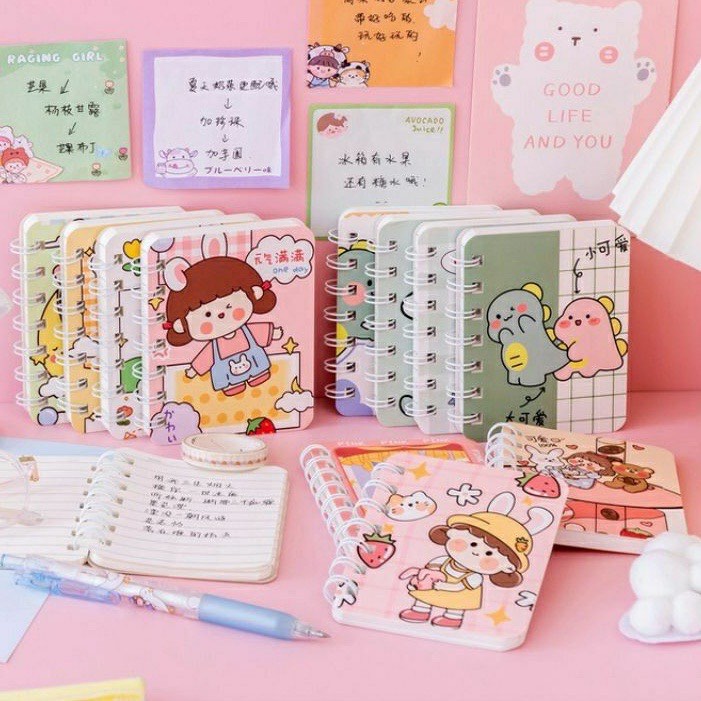 [HCM] Sổ tay Mini Ghi Chú Bỏ Túi Sổ Lò Xo A7 dễ thương_VPP 5K