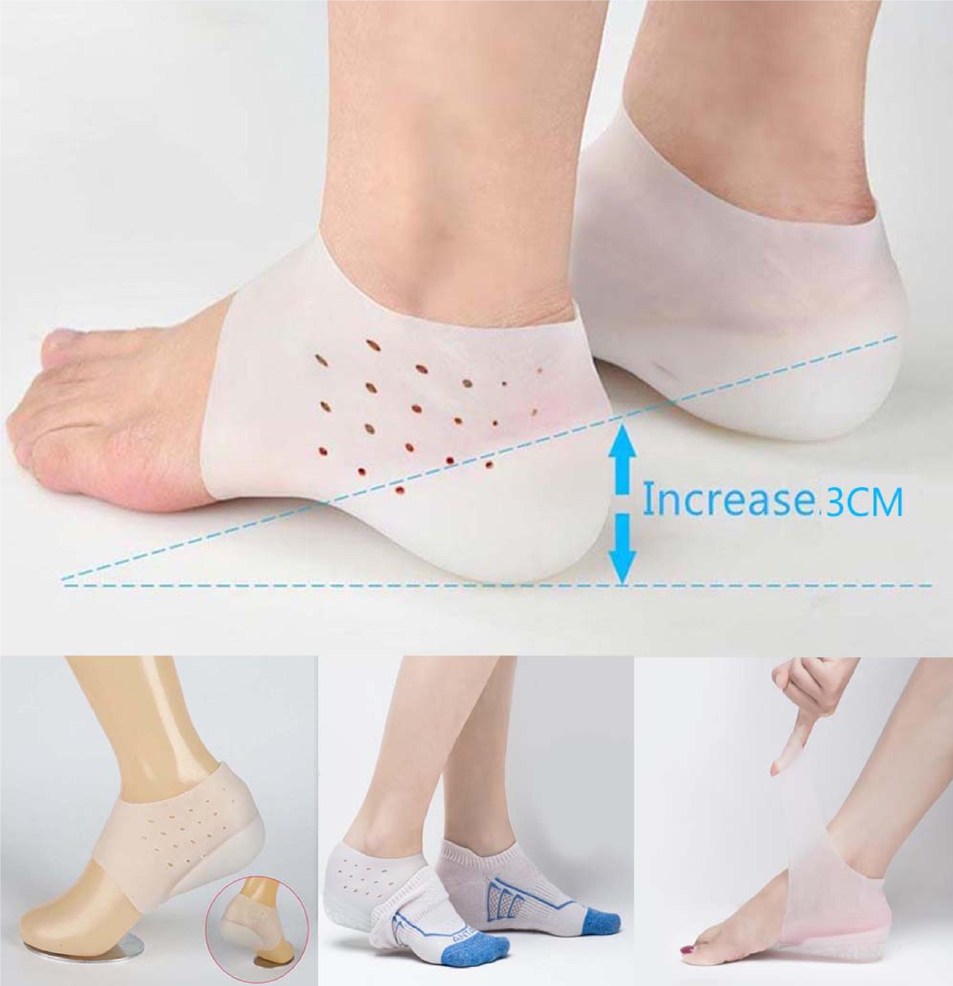 LÓT GÓT TĂNG CHIỀU CAO - Đôi tất độn gót chân tăng chiều cao cho nam và nữ bằng silicon mềm mại, êm chân - Lót độn đến tăng 3cm chiều cao