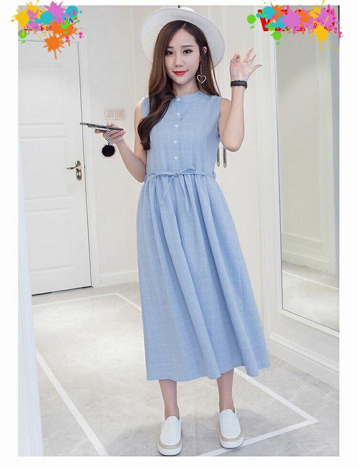 Đầm bầu caro cổ trụ