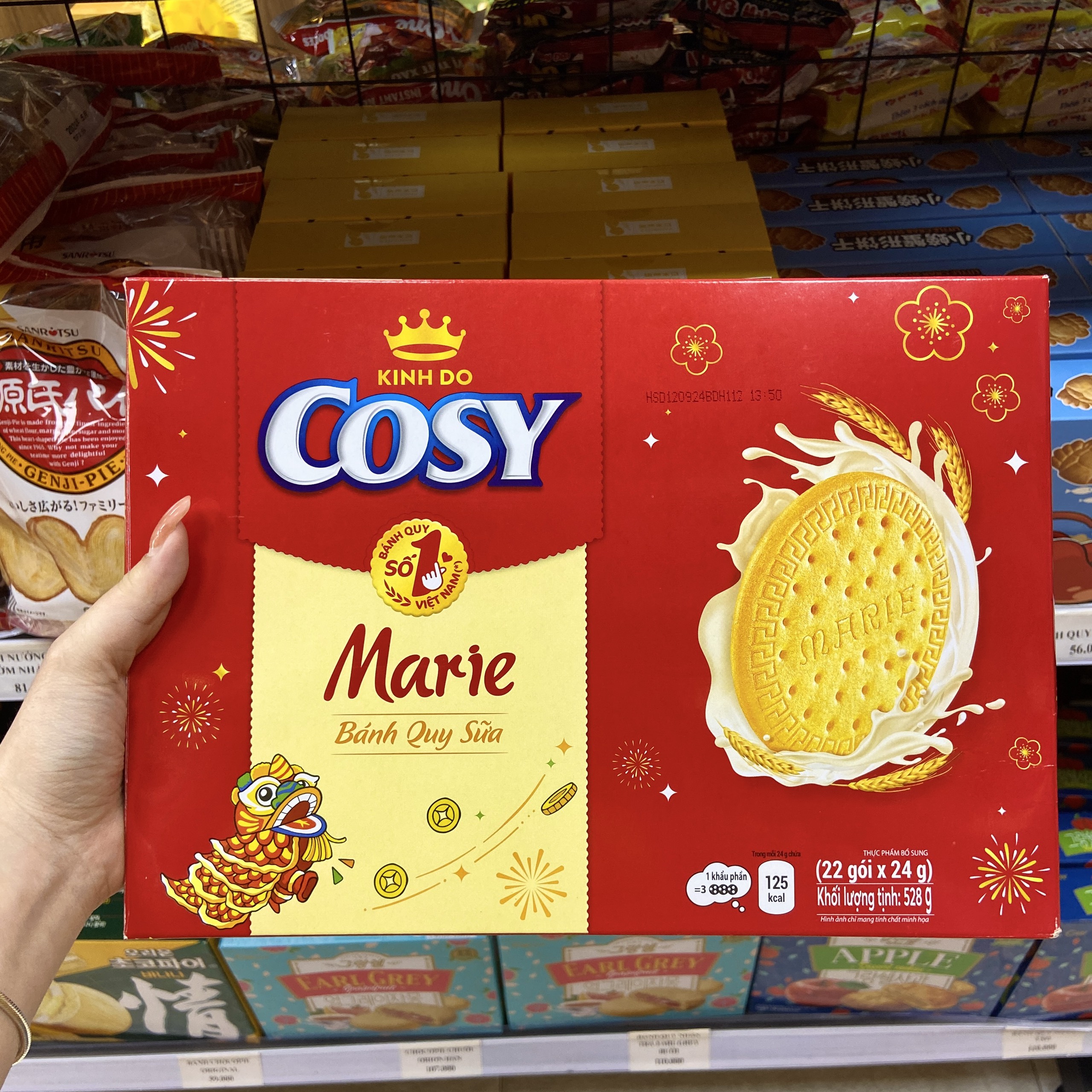 Bánh quy Marie Cosy 22 gói Hộp giấy Tết 2024 528g