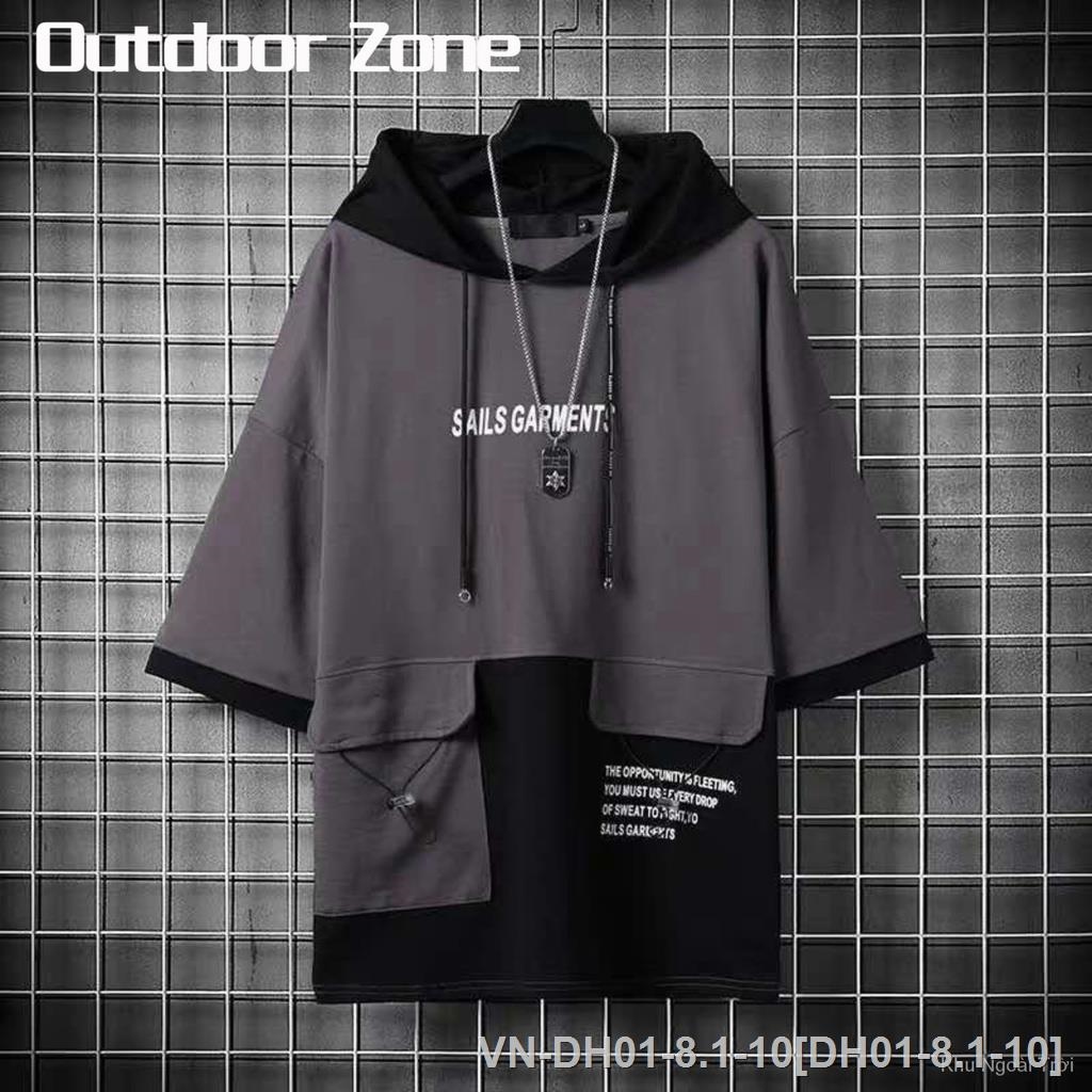 ✾☇ DH01-8.1-10 Áo thun unisex hoodie tay ngắn dáng rộng phong cách Hàn Quốc thời trang mùa hè 2022 cho nam và nữ