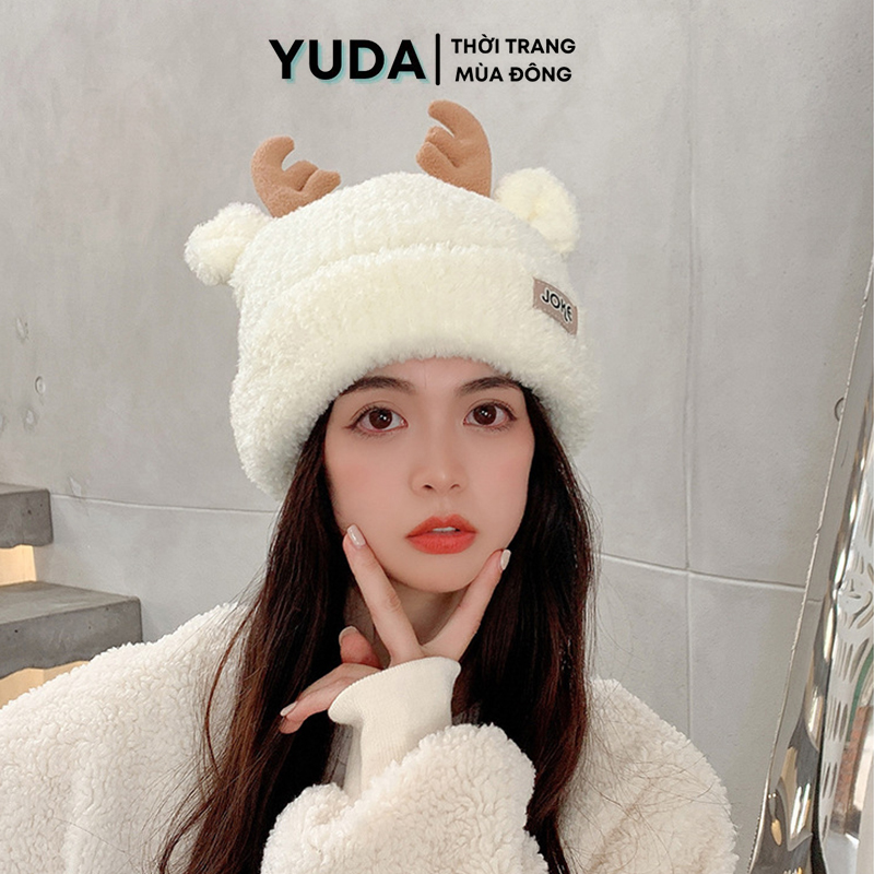Mũ len nữ trùm đầu mùa đông YUDA nón len nam nữ beanie thời trang hàn quốc cá tính