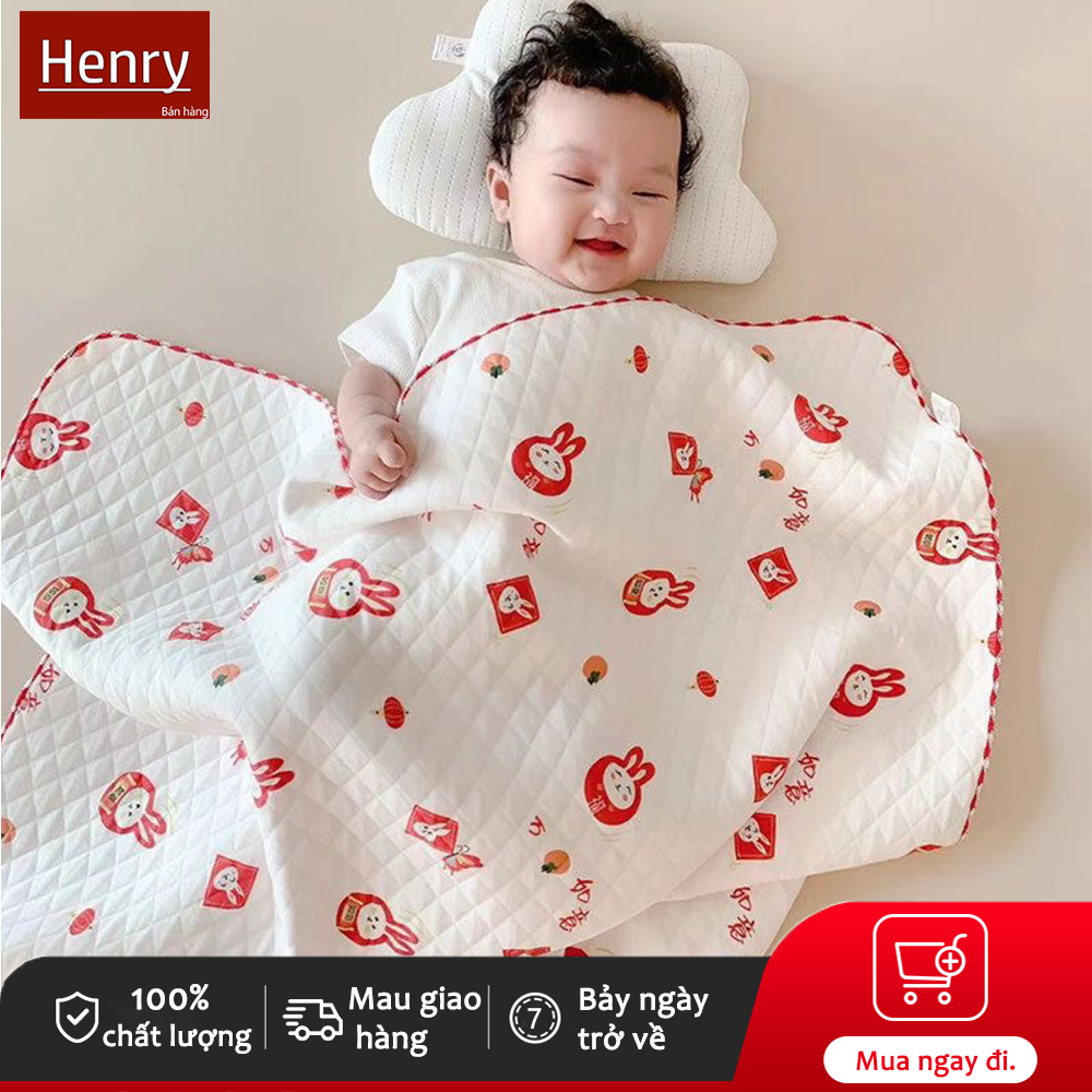 Henry 100% cotton nguyên chất, khăn quấn cho bé sơ sinh mềm mịn và thoáng