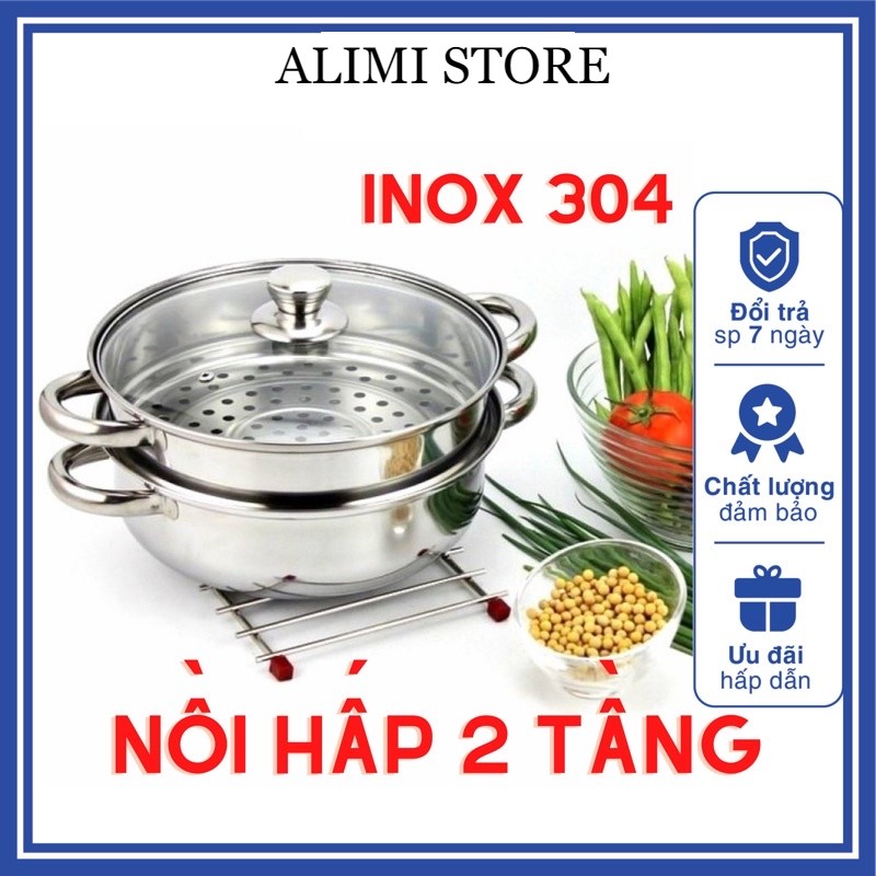 Nồi hấp 2 nồi hấp 2 tầng đa năng có xửng hấp, nồi dùng được bếp từ, nồi inox dày dặn 304, nồi hấp caramen, hấp gà, nồi đa năngtầng đa năng có xửng hấp, nồi dùng được bếp từ, nồi inox dày dặn 304, nồi hấp caramen, hấp gà, nồi đa năng