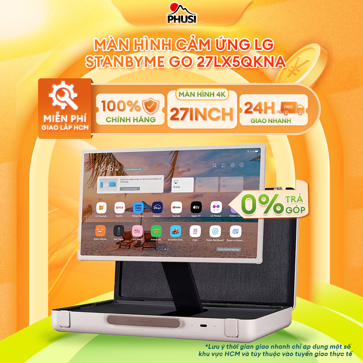 [Miễn phí giao HCM] Tivi LG StanbyME Go 27 inch 27LX5QKNA - Màn hình cảm ứng thiết kế cặp thông minh, Điều khiển giọng nói - Kho giải trí đa dạng Giá 15,051,000 Đồng*Miễn phí vận chuyển
