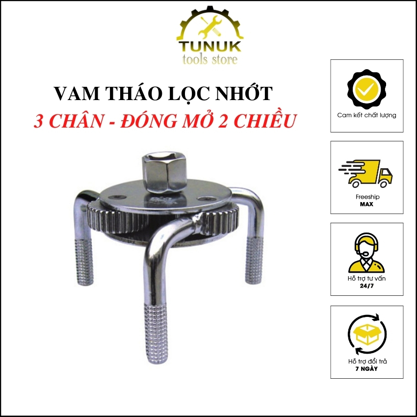 Vam tháo lọc nhớt TUNUK, cảo mở cốc lọc dầu 3 chân 2 chiều, độ mở 60-105mm