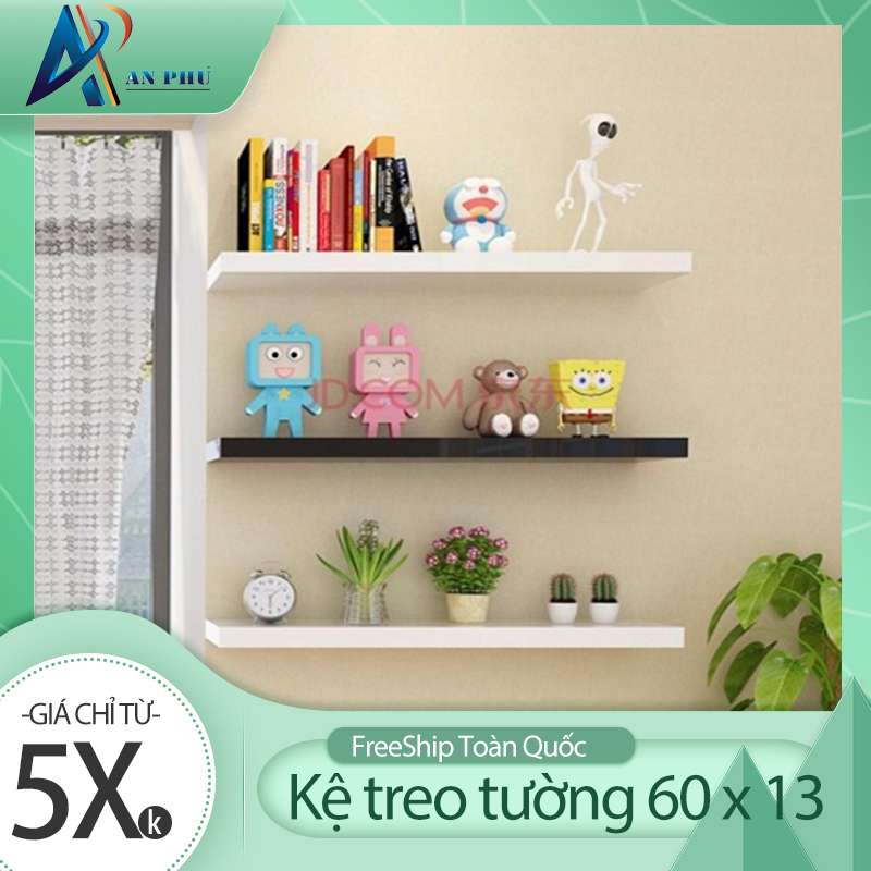 Kệ Gỗ Trang Trí Treo Tường Combo 3 Đợt 60cm x Sâu 13 ( Màu Trắng )