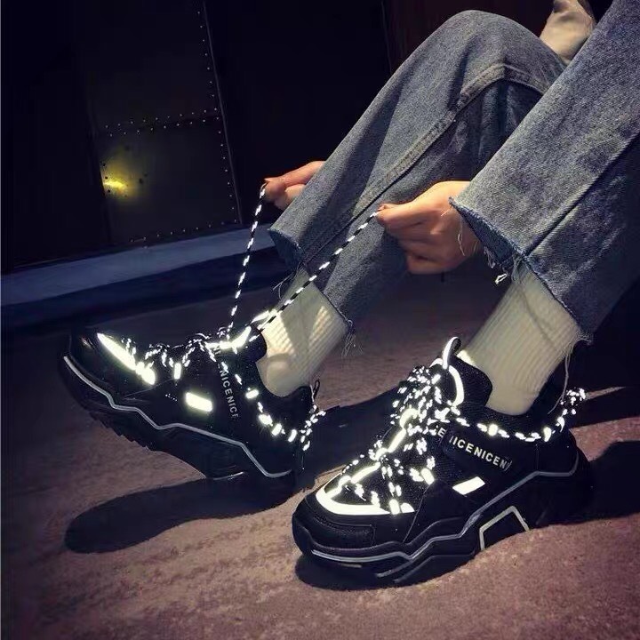giày thể thao sneaker nữ BL phản quang dây đốm độn đế 5cm -hàng full box