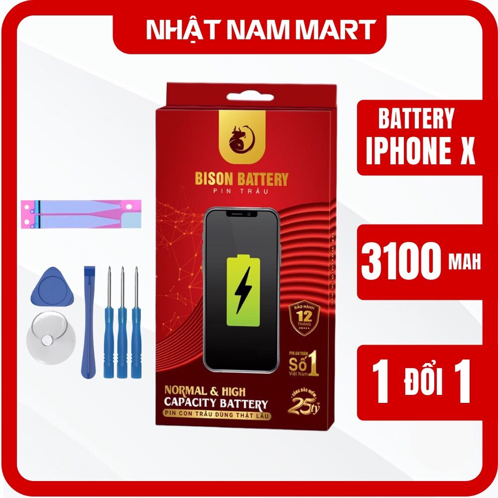 Pin Bison X Dung Lượng Cao 3100 mah - Tặng kèm keo và dụng cụ thay pin