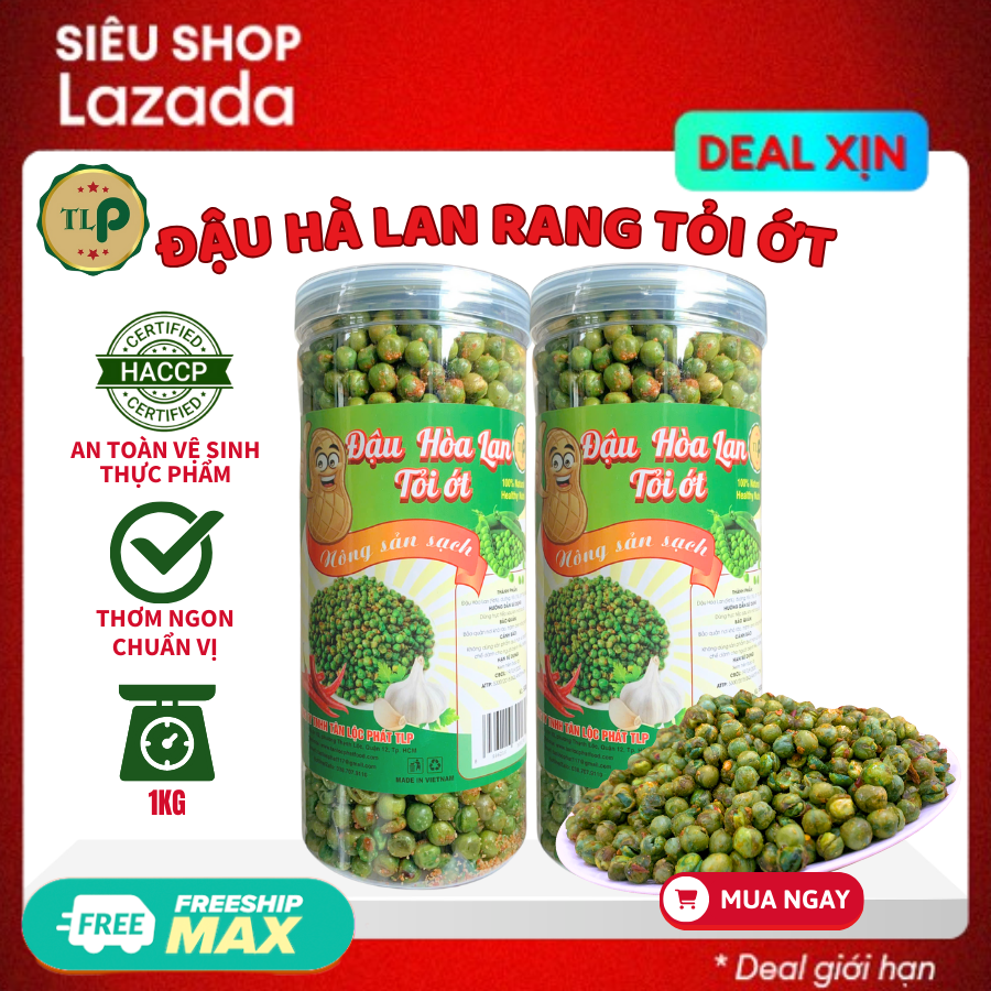 ĐẬU HÀ LAN TỎI ỚT TÂN LỘC PHÁT COMBO 2 HŨ 1KG  - MỖI HŨ 500G