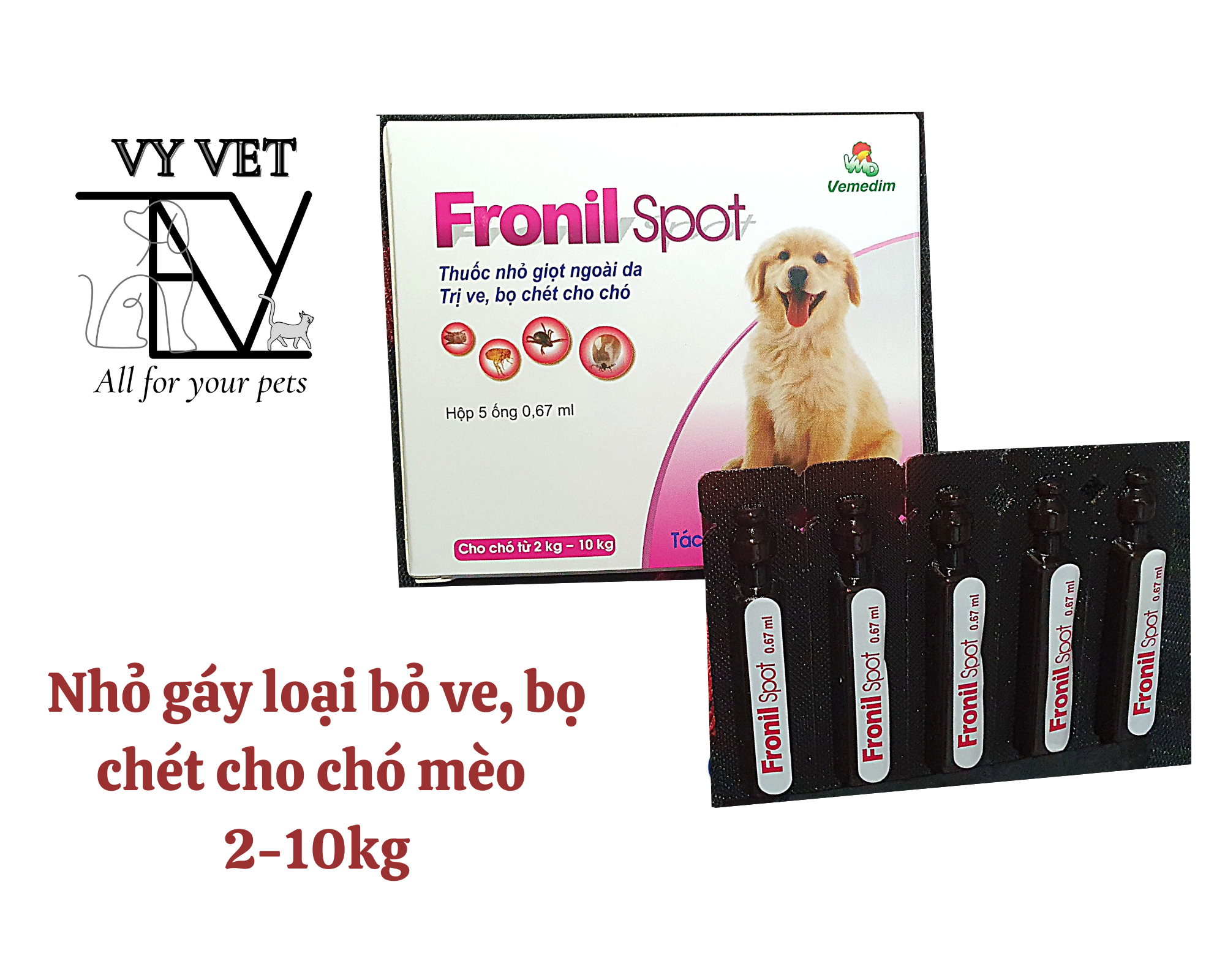 Nhỏ gáy tri ve fronil spot cho chó mèo