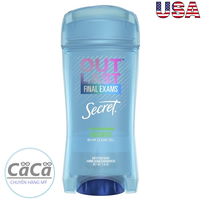 Lăn khử mùi nữ Secret Clear Gel Outlast Unscented 73g ngăn mồ hôi - Mỹ