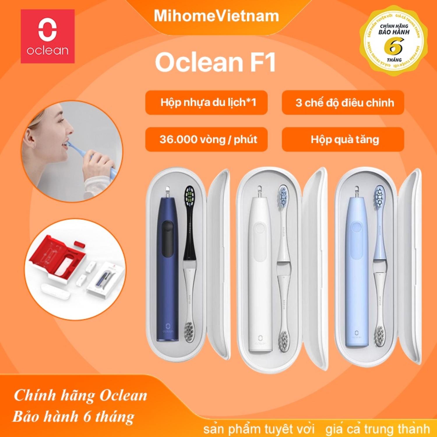 Bàn chải đánh răng điện Xiaomi Oclean F1 Sonic 3 chế độ điều chỉnh -Bàn chải đánh răng điện Xiaomi Oclean Air 2