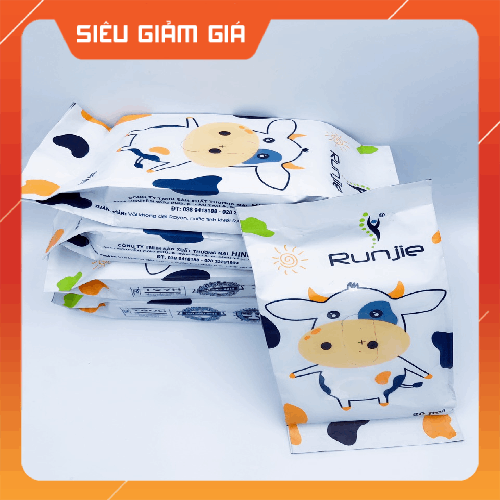[Mua 1 gói tặng 5 tờ] Khăn giấy baby, Khăn giấy lạnh, Khăn giấy ướt nhỏ con bò sữa dễ thương chuẩn 20 tờ, hương thơm mùi sữa, dễ dàng mang đi mọi nơi
