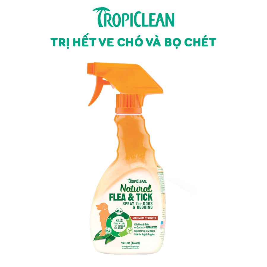 Xịt diệt ve rận bọ chét cho chó Tropiclean chai 473ml