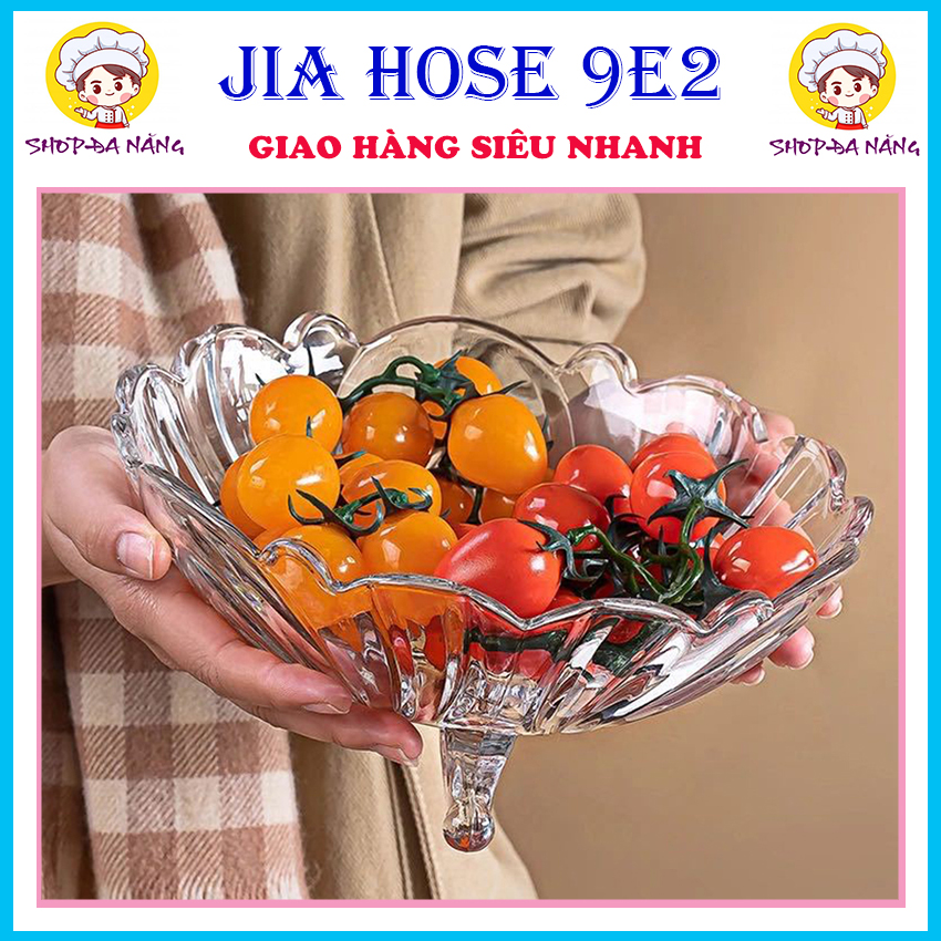 Đĩa đựng hoa quả 3 chân cỡ lớn thủy tinh cao cấp delisoga, dĩa đựng bánh kẹo đẹp, thố thủy tinh 3 chân sang trọng