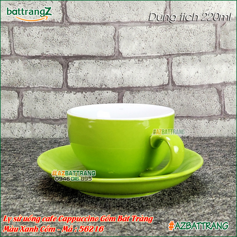 [220ml] Ly sứ uống cafe Cappuccino màu Cốm Gốm Bát Tràng chính hiệu